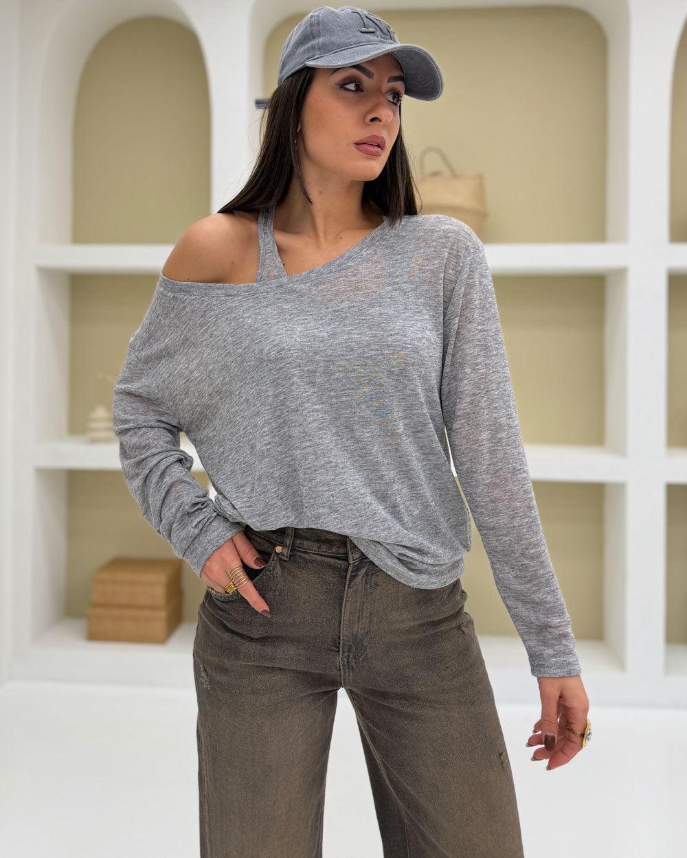 Pull doppio Haley Grigio