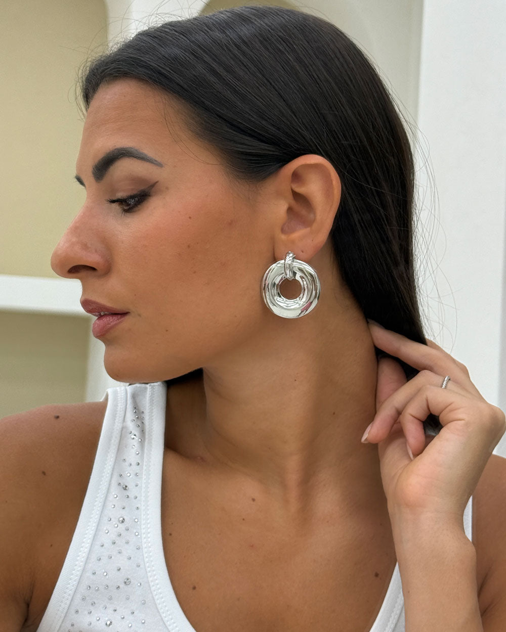 Orecchini disco anello Argento