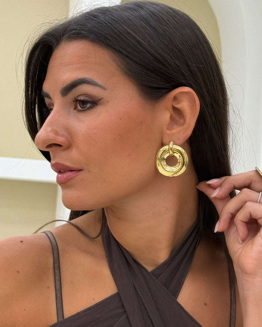 Orecchini disco anello Oro