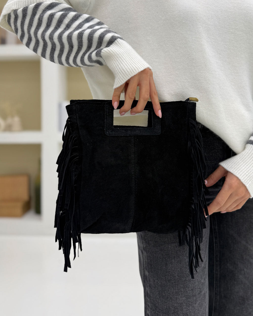 Borsa frange Maluma Nero