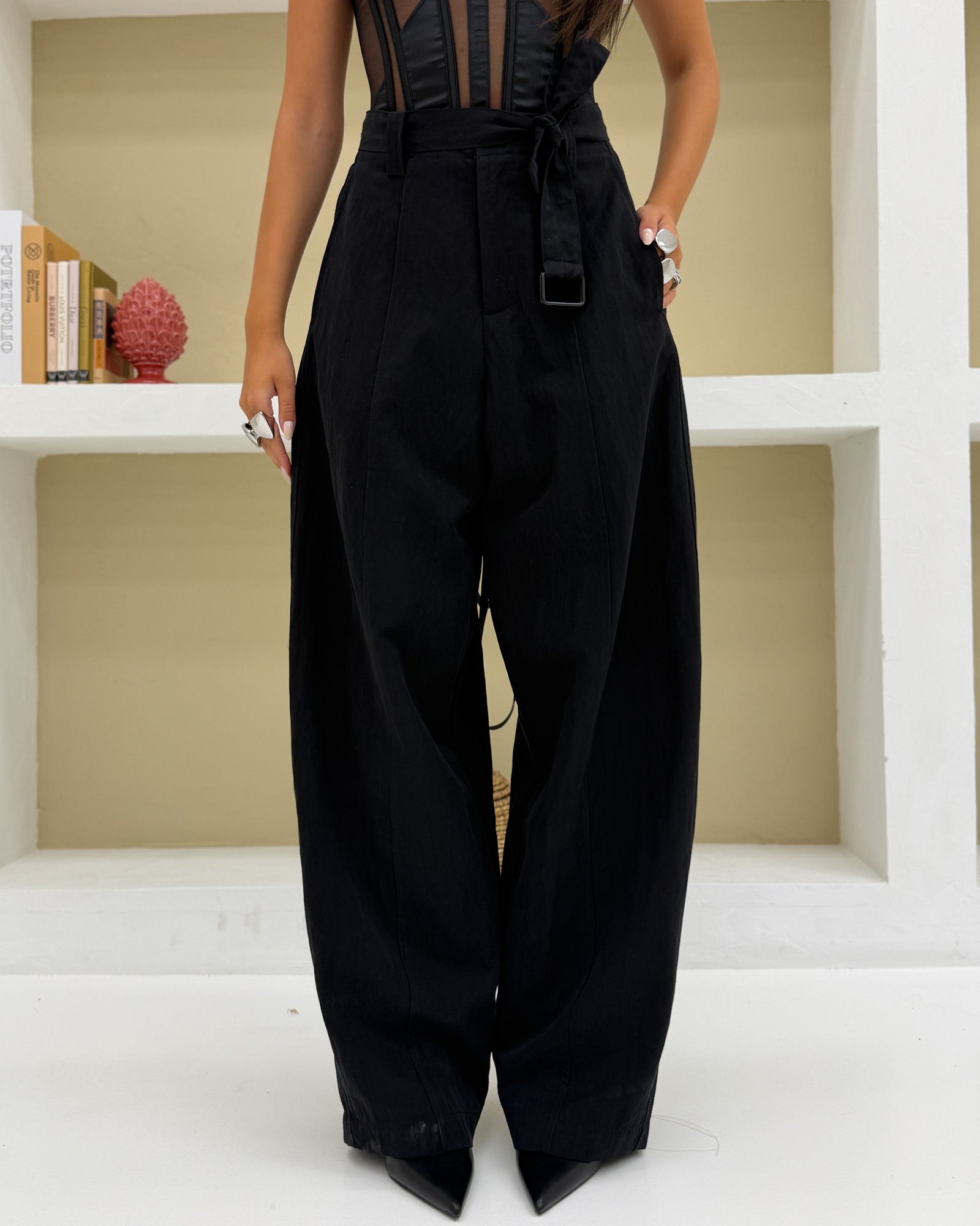 Pantalone cargo cotone Cintura Nero