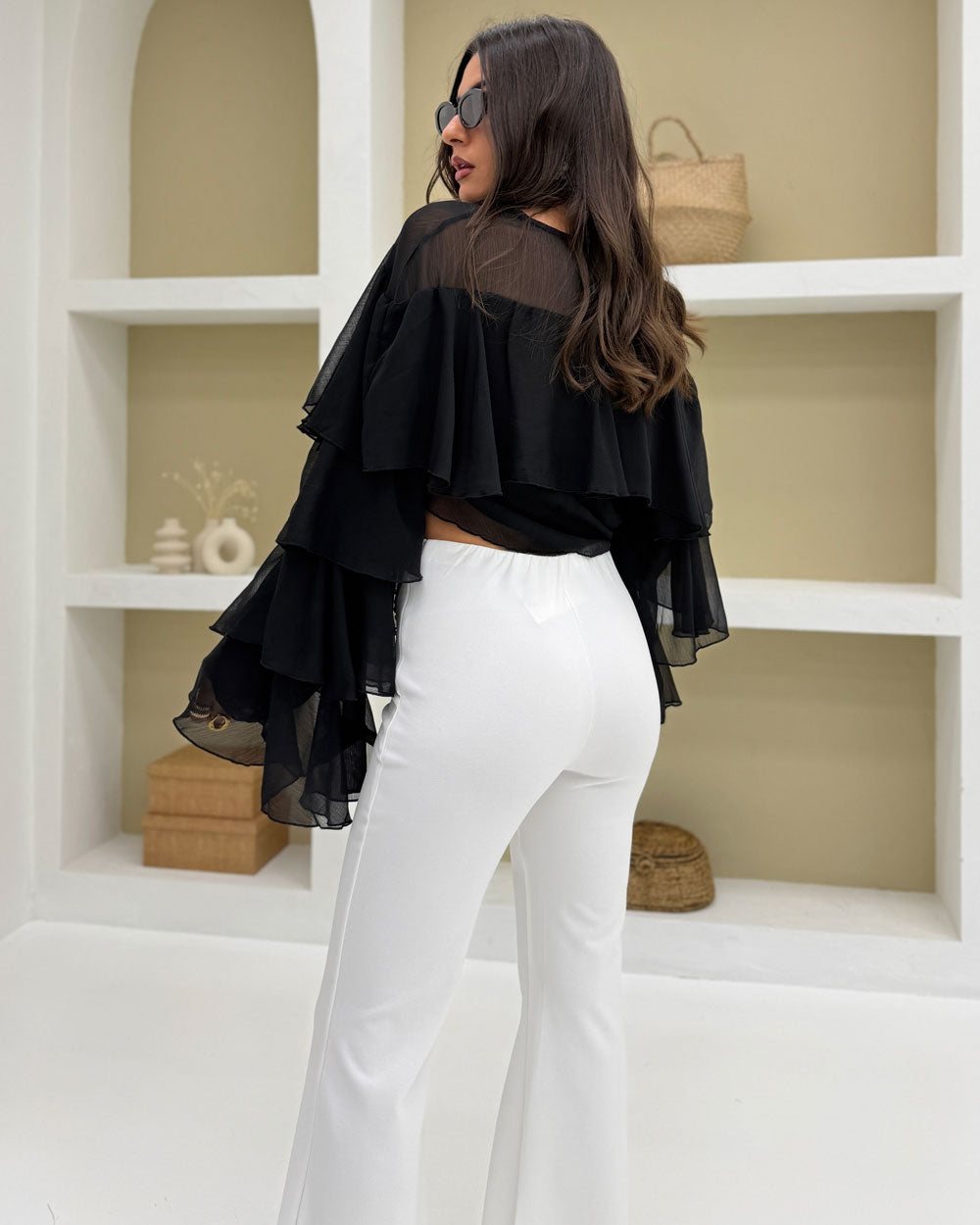 Pantalone bacchetta centrale 7069 Bianco