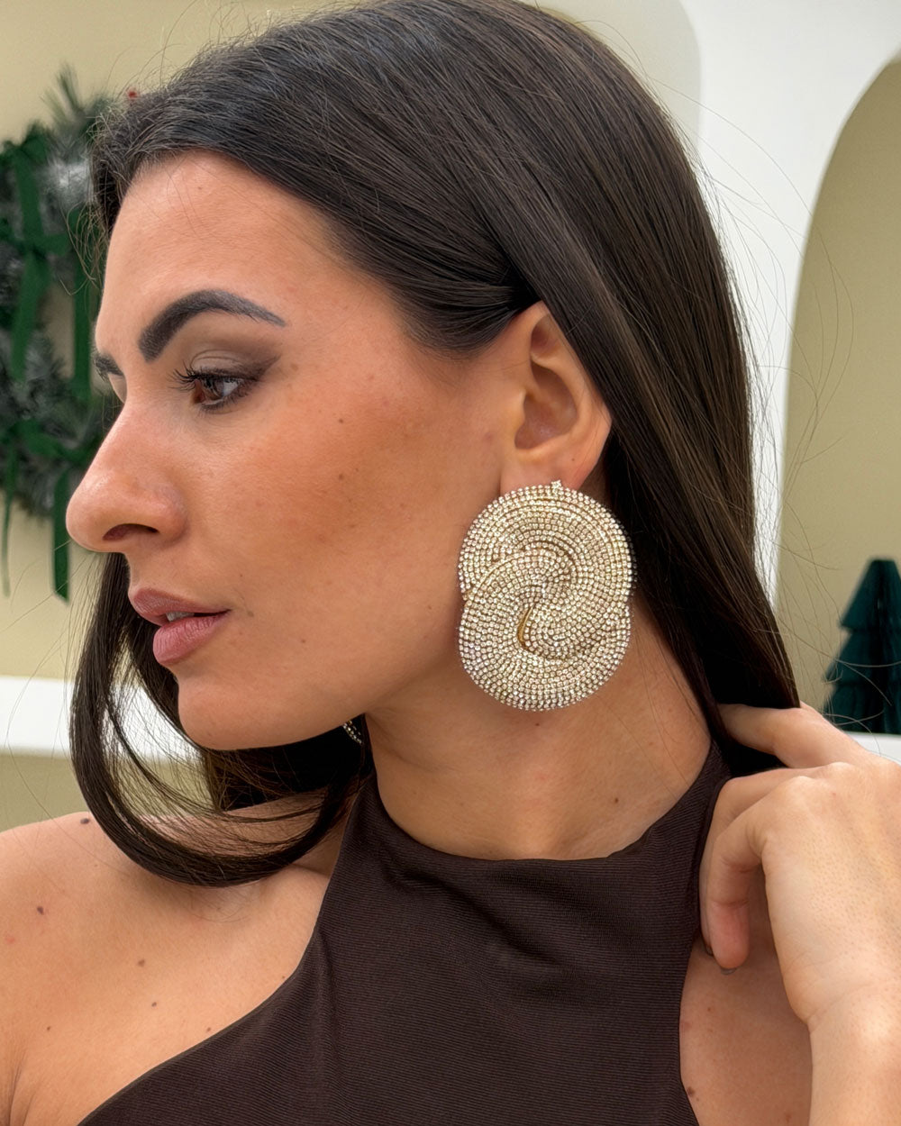 Orecchini Abbraccio strass Oro