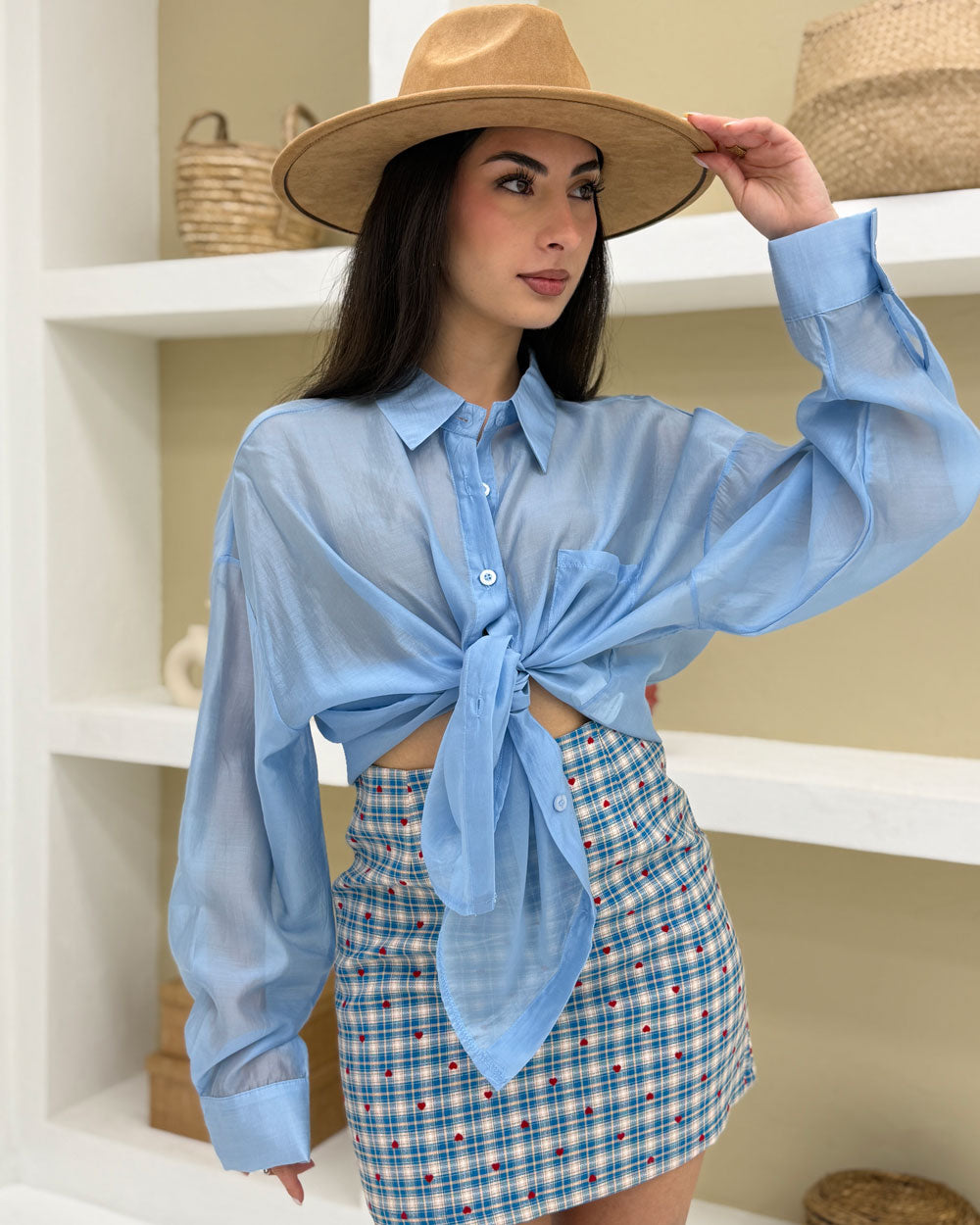 Camicia fresh summer Celeste