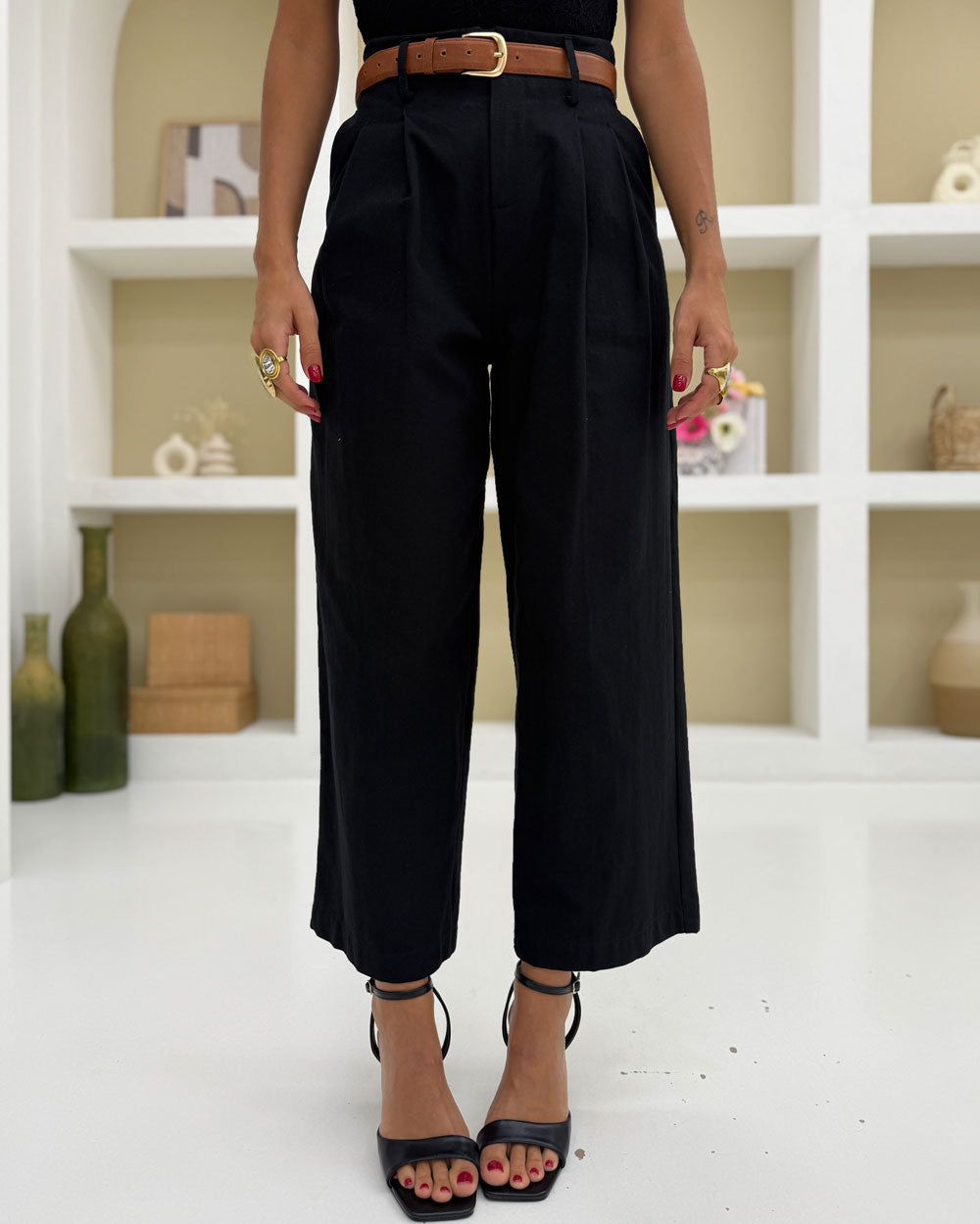 Pantalone pinces fibbia 14739 Nero