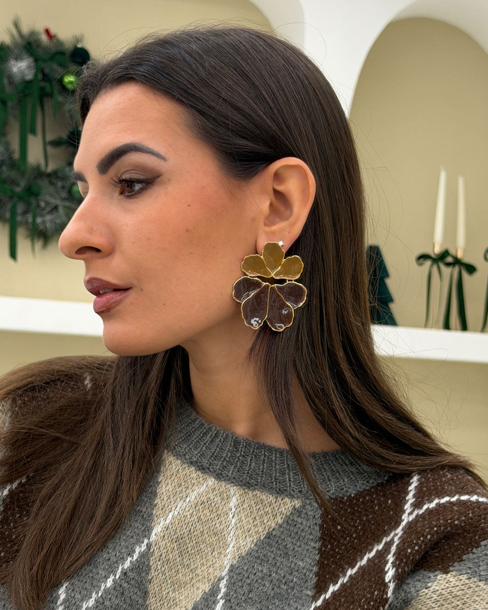 Orecchini Fauna Marrone