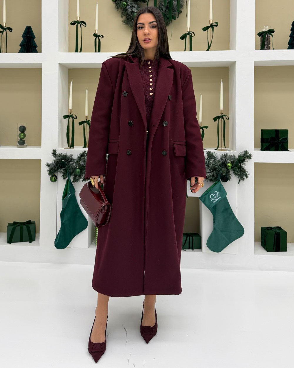 Cappotto cintura RETRO Bordeaux