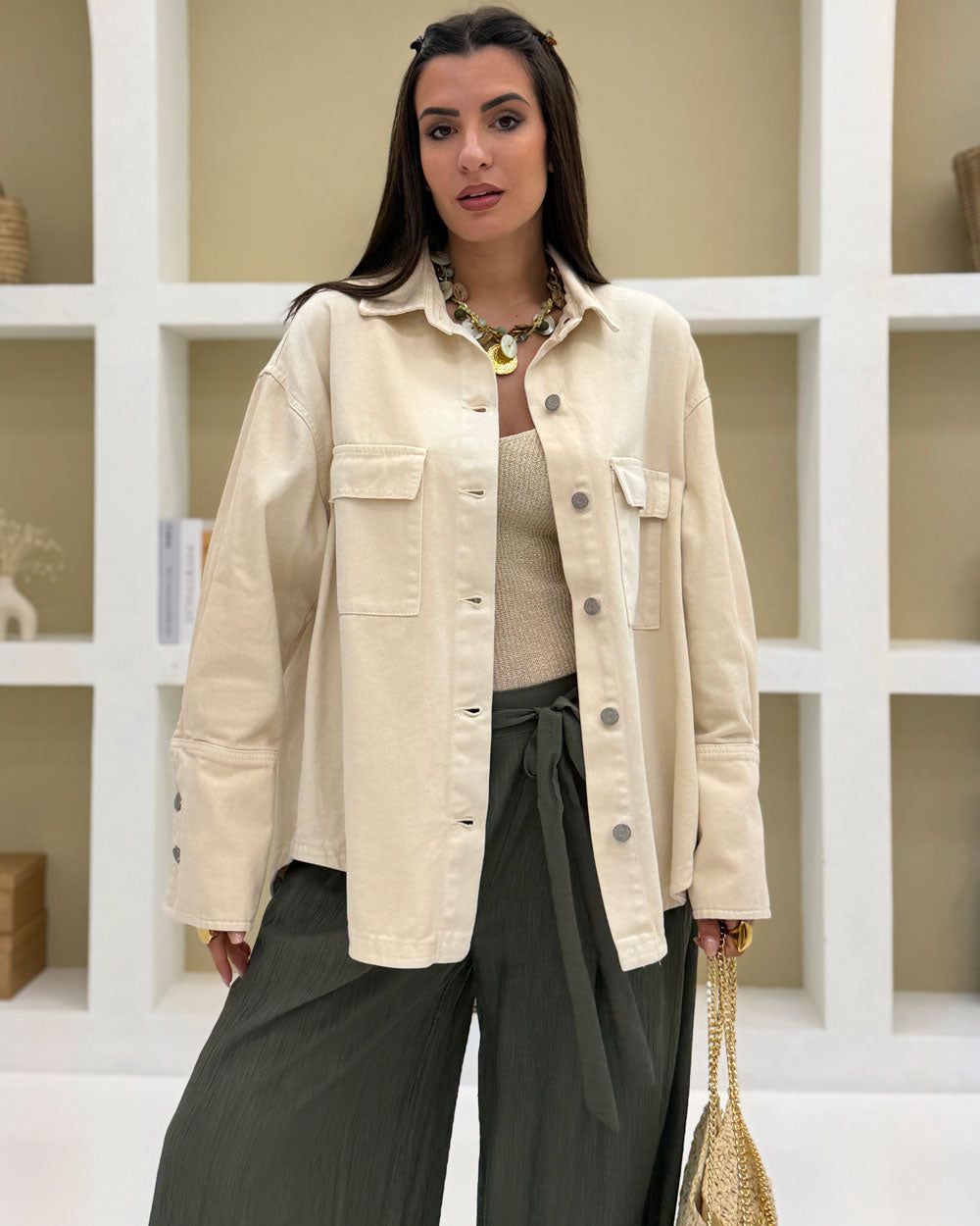 Giacca denim teh2 Beige