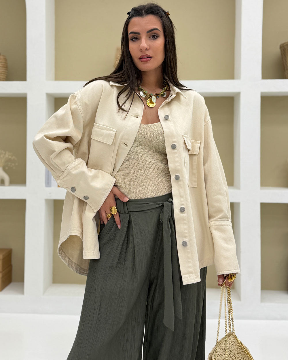 Giacca denim teh2 Beige