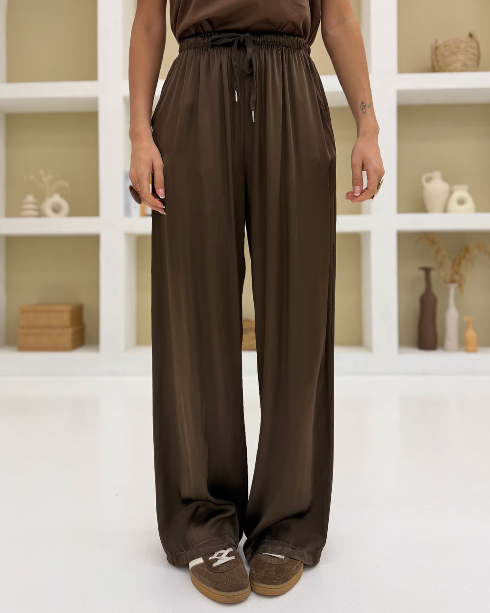 Pantalone palazzo viscosa Cacao