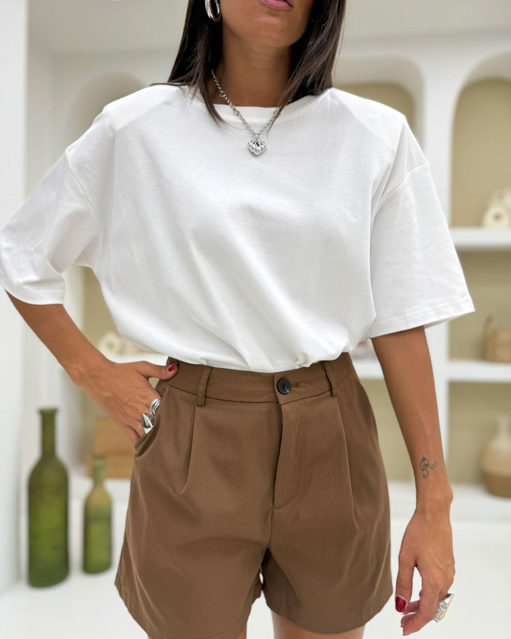 T-shirt over tessuto doppio bianco