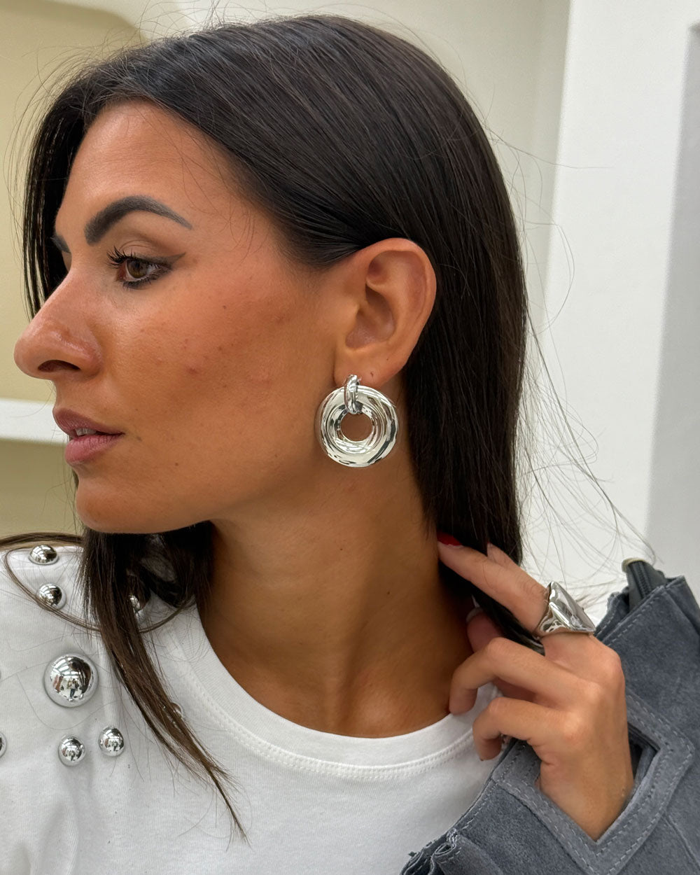Orecchini disco anello Argento