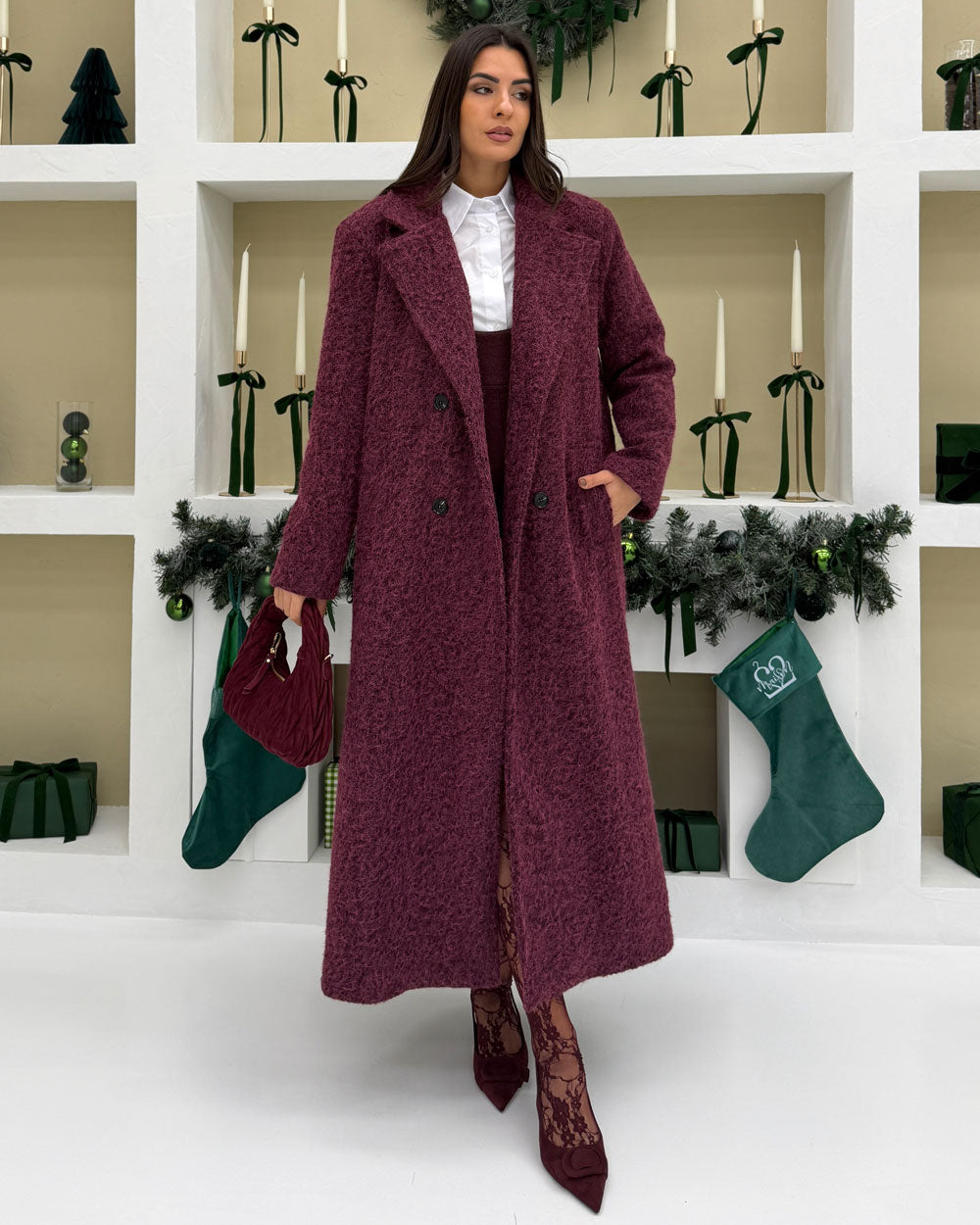 Cappotto bouclé DOREMI Bordeaux