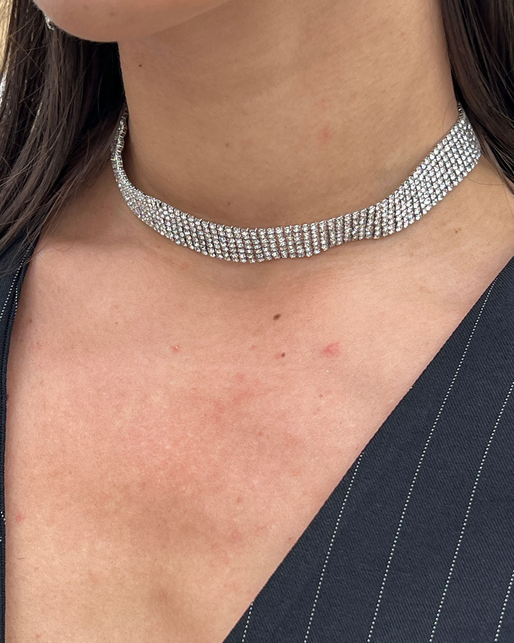 Collana Fascetta Strass Argento