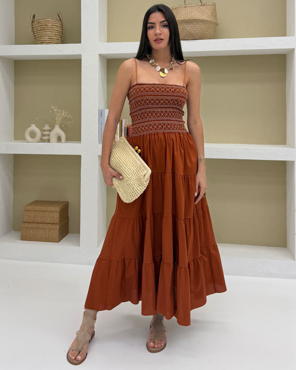Pochette Le Bebè Raffia Panna