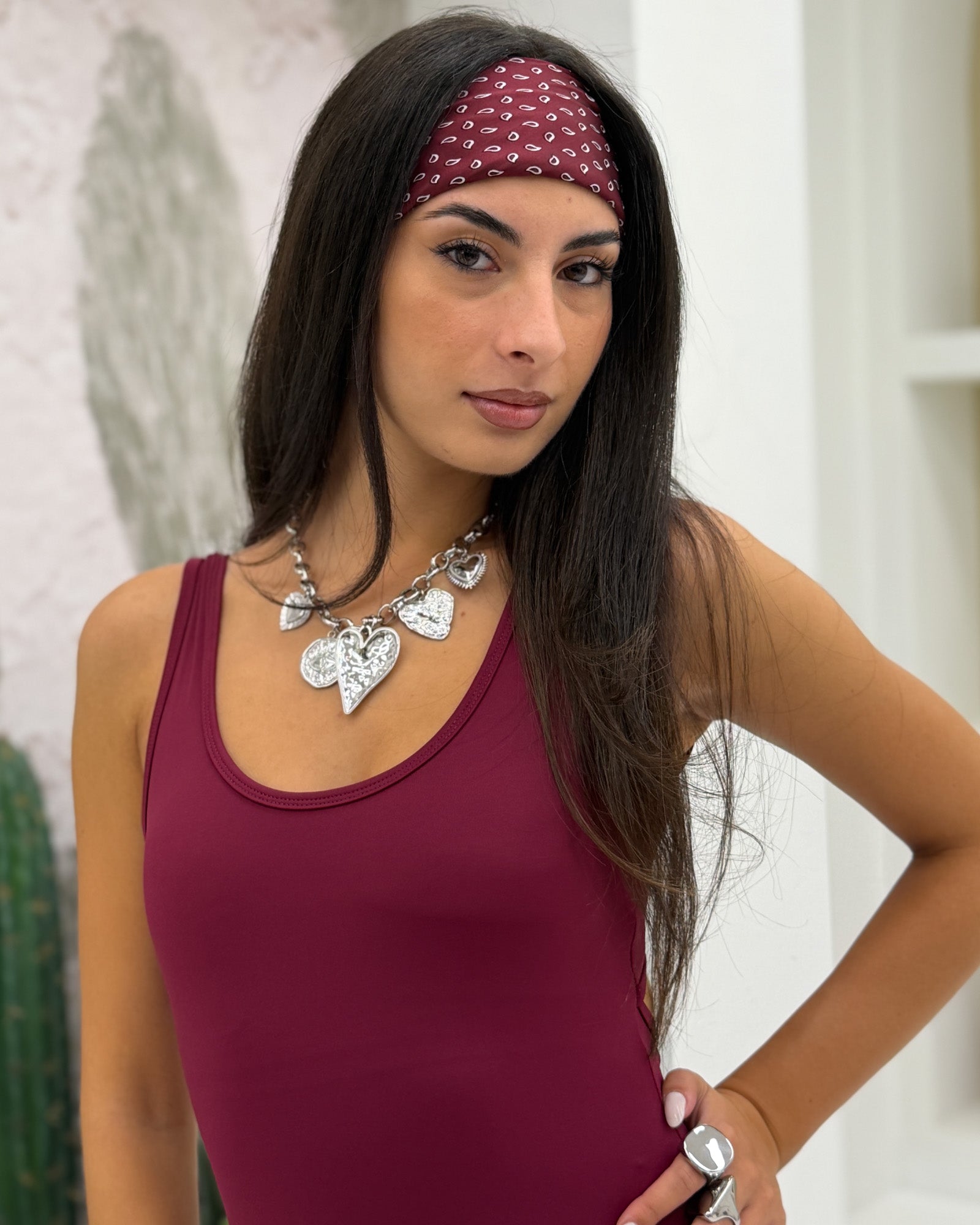 Foulard Satin Art Decò Bordeaux