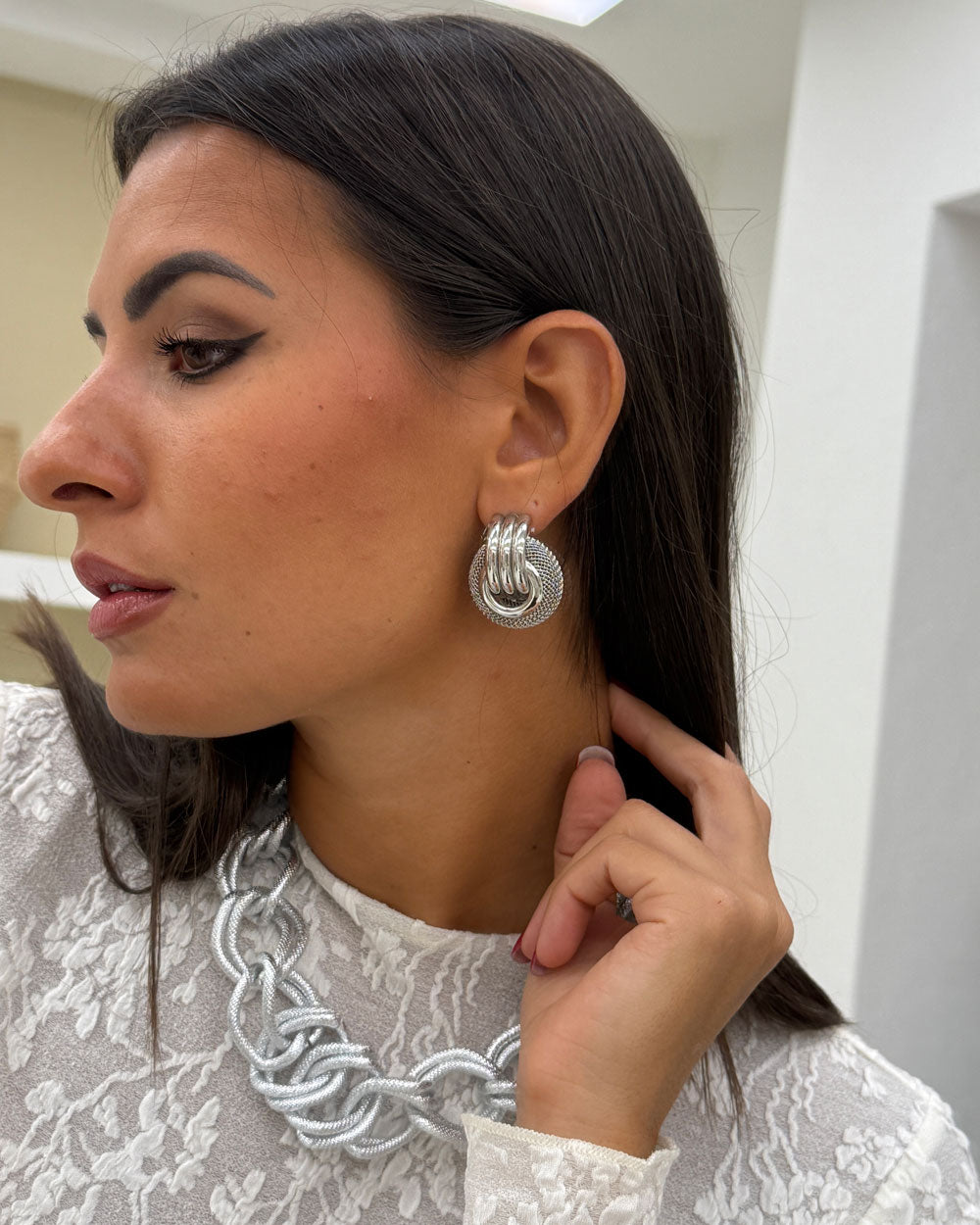Orecchini Roules dettagli Argento