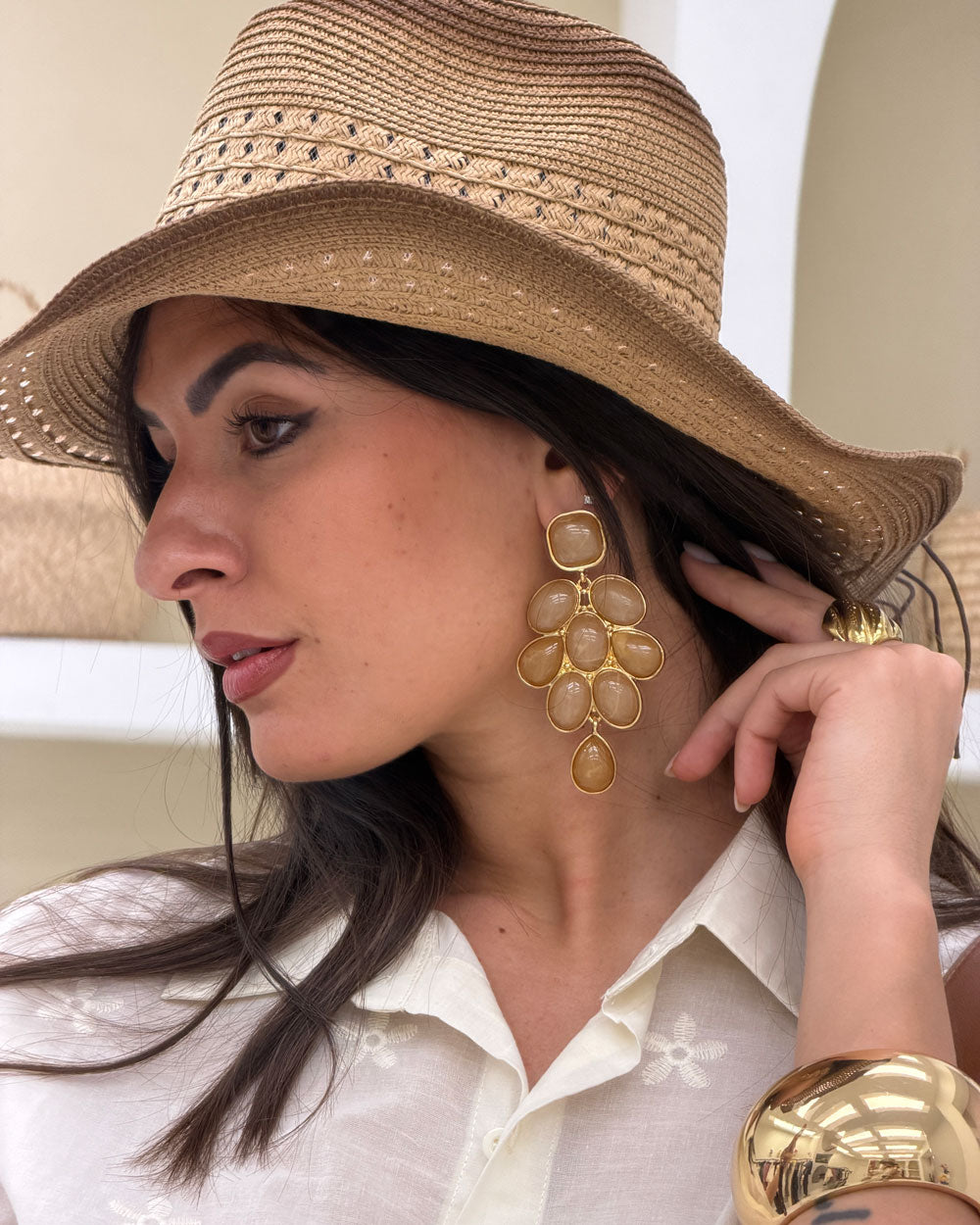 Orecchini Pavone Beige