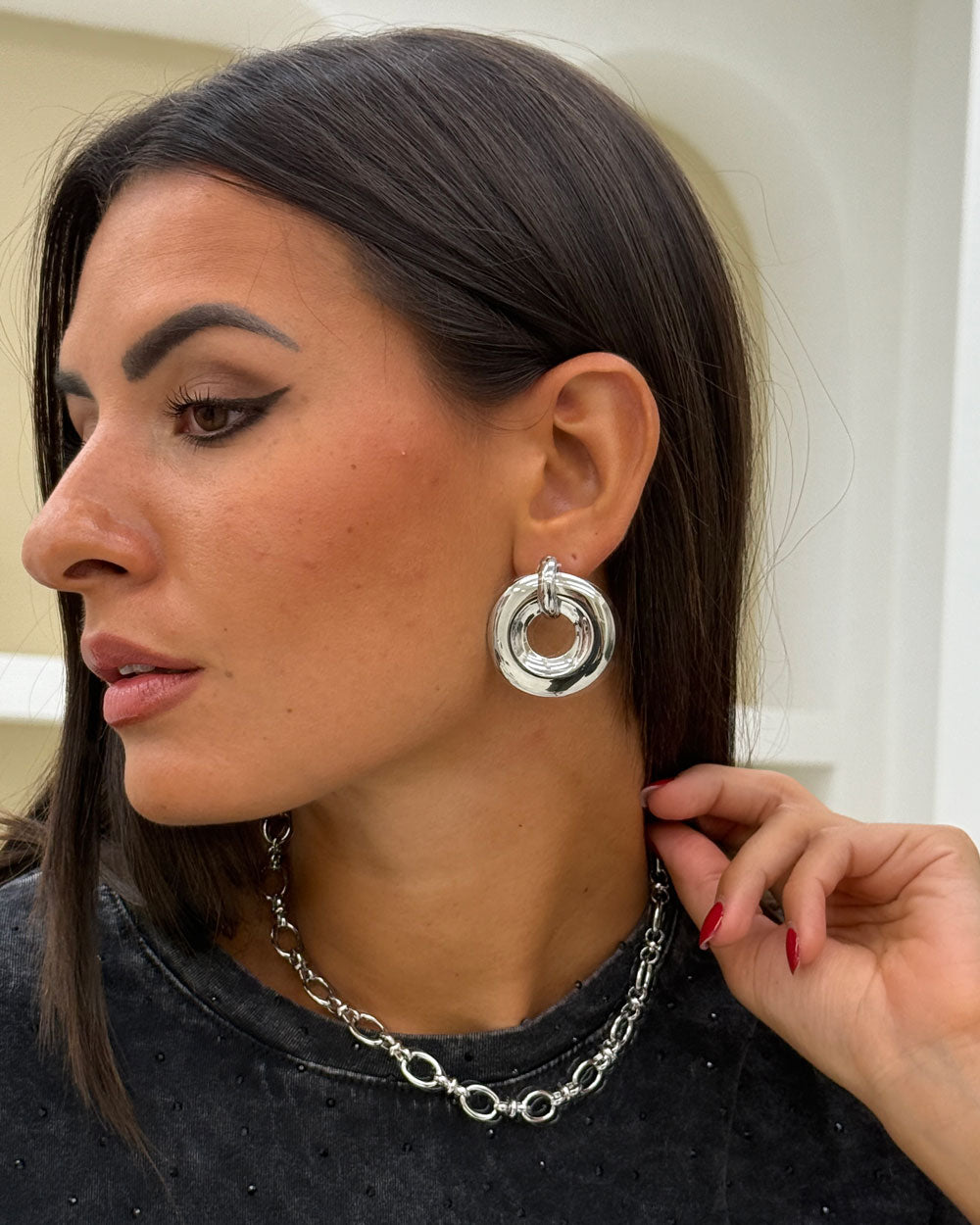Orecchini disco anello Argento