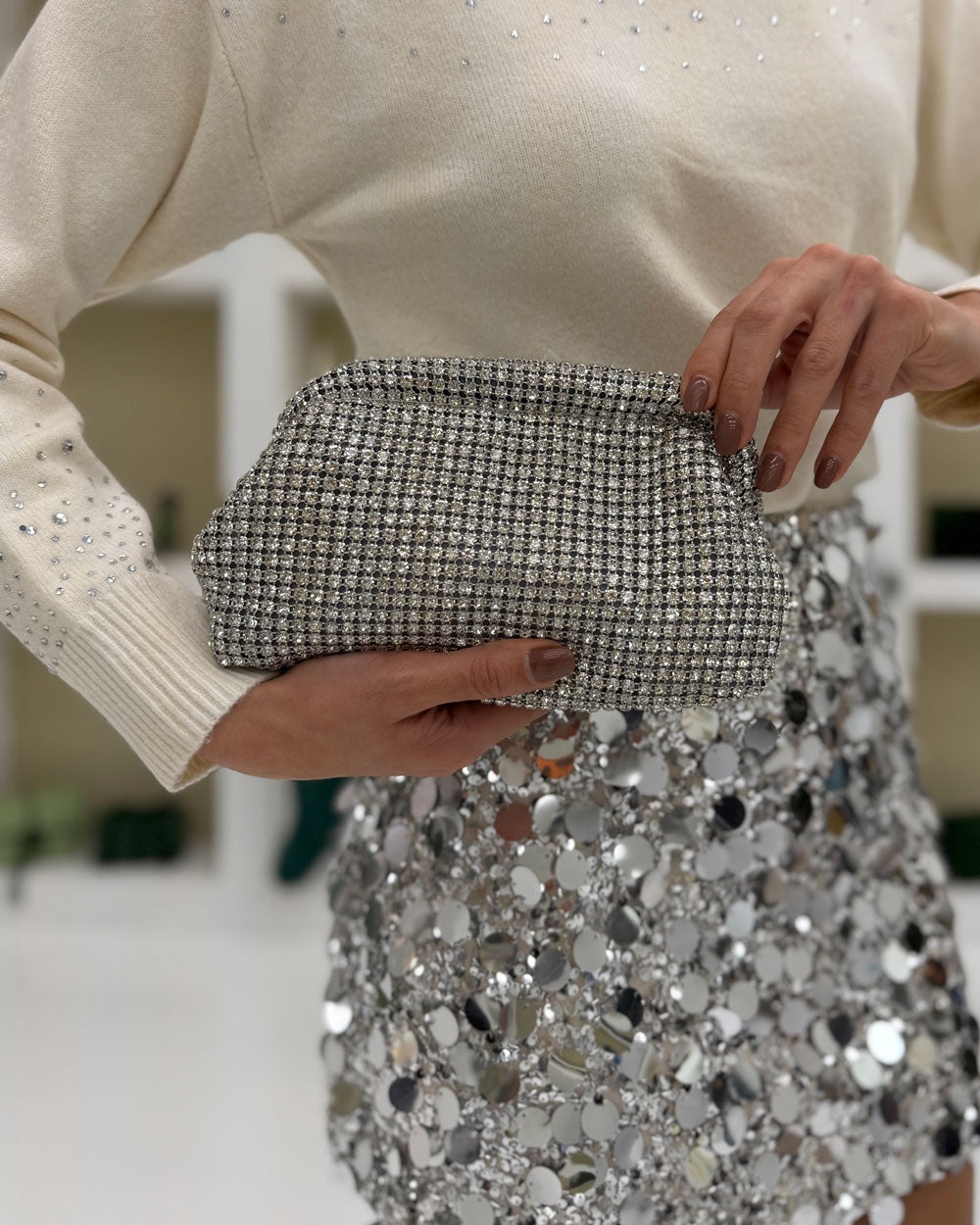 Borsa Party Strass Argento