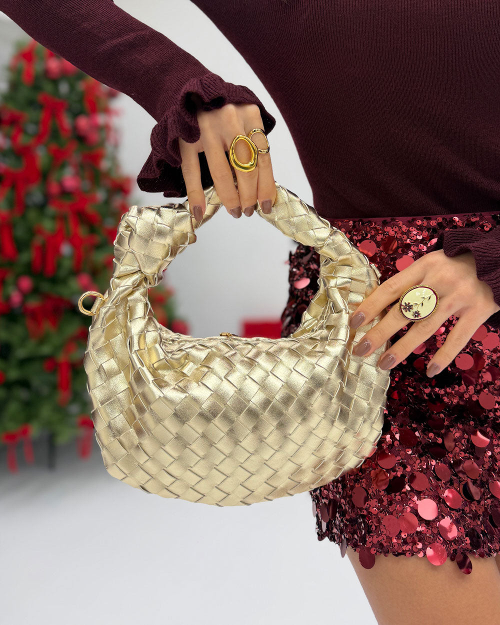 Borsa Intreccio Nodo piccola Oro