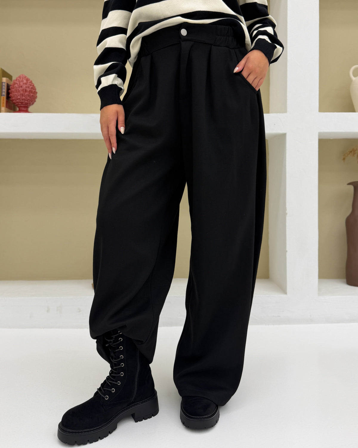 Pantalone elastico 53118 Nero