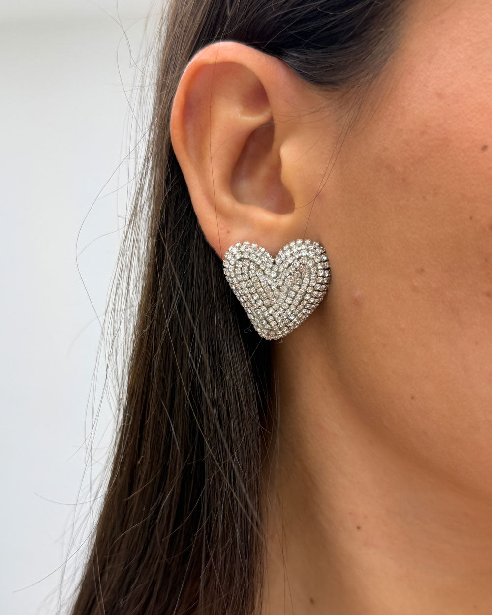 Orecchini Love Cuore Strass Argento