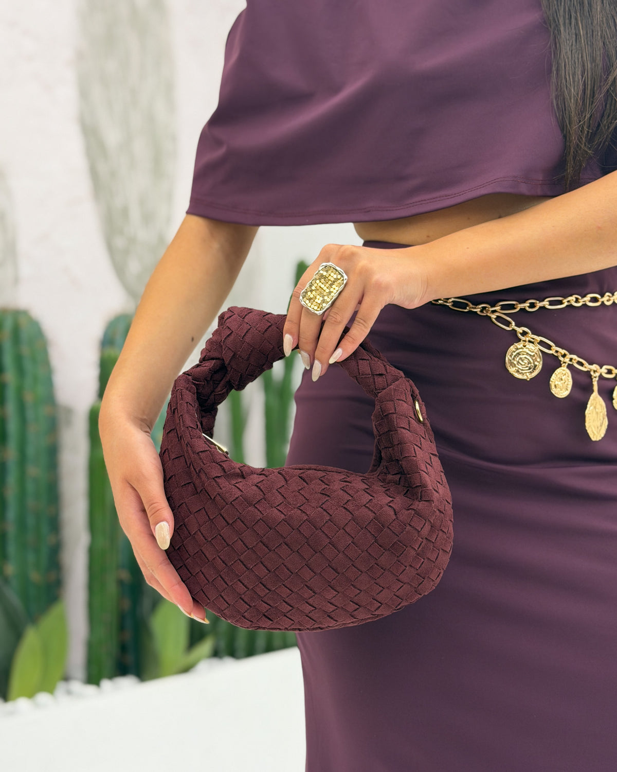 Borsa Mini Nodo Camoscio Bordeaux