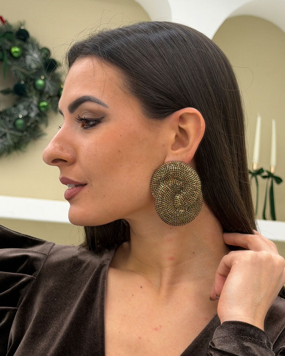 Orecchini Abbraccio strass Nero