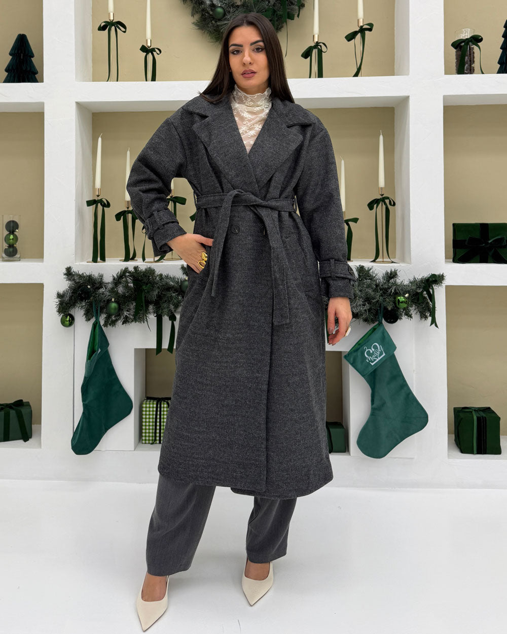 Cappotto  100%MISTO LANA  Grigio Scuro