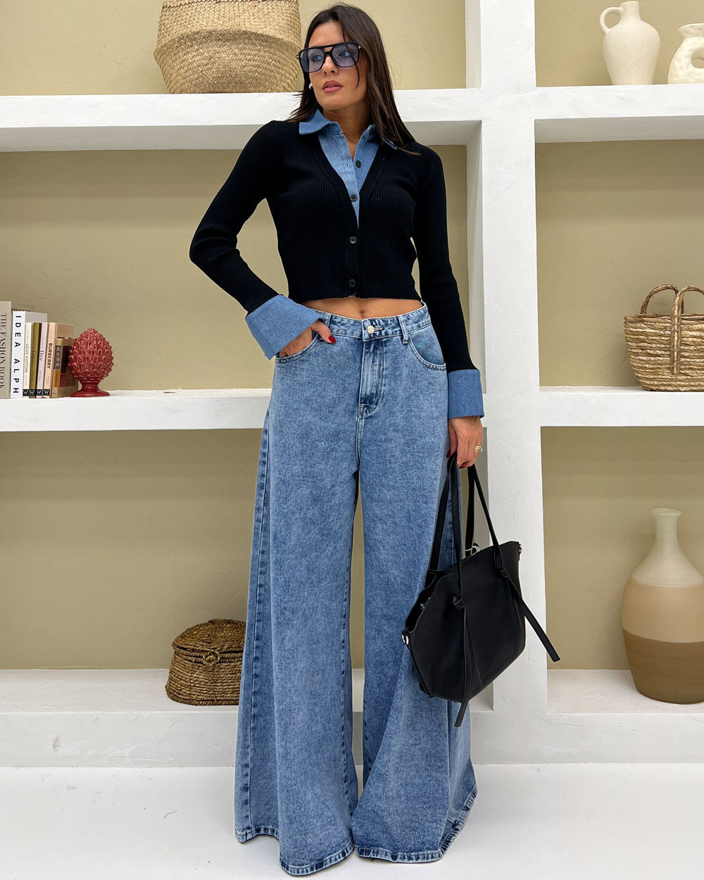 Jeans Wide Leg F31713 Celeste