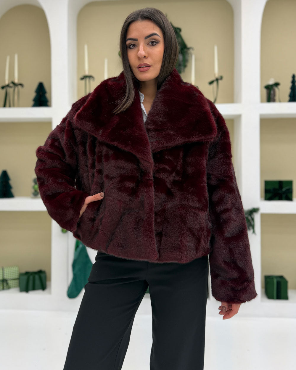 Eco-Fur 6646 collo ampio Bordeaux