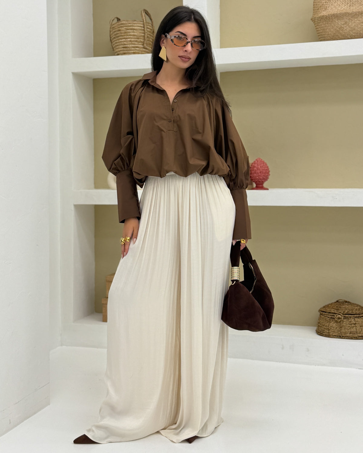 Pantalone Plissè Panna