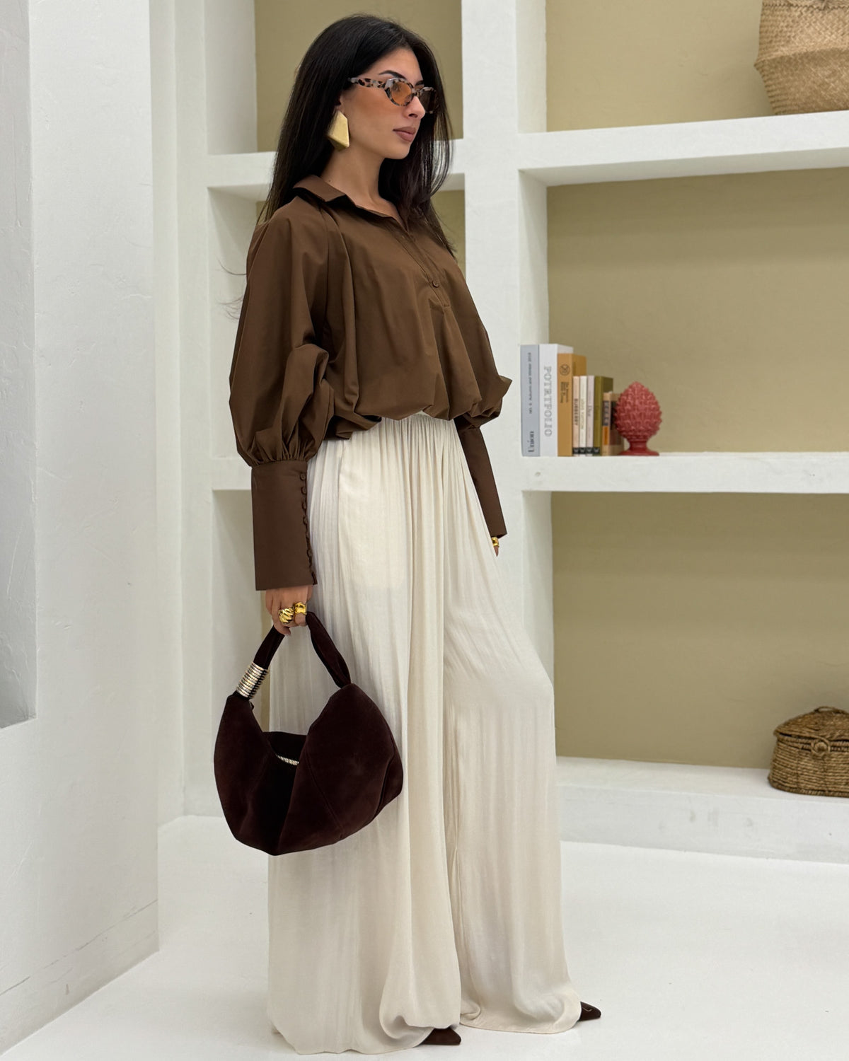 Pantalone Plissè Panna