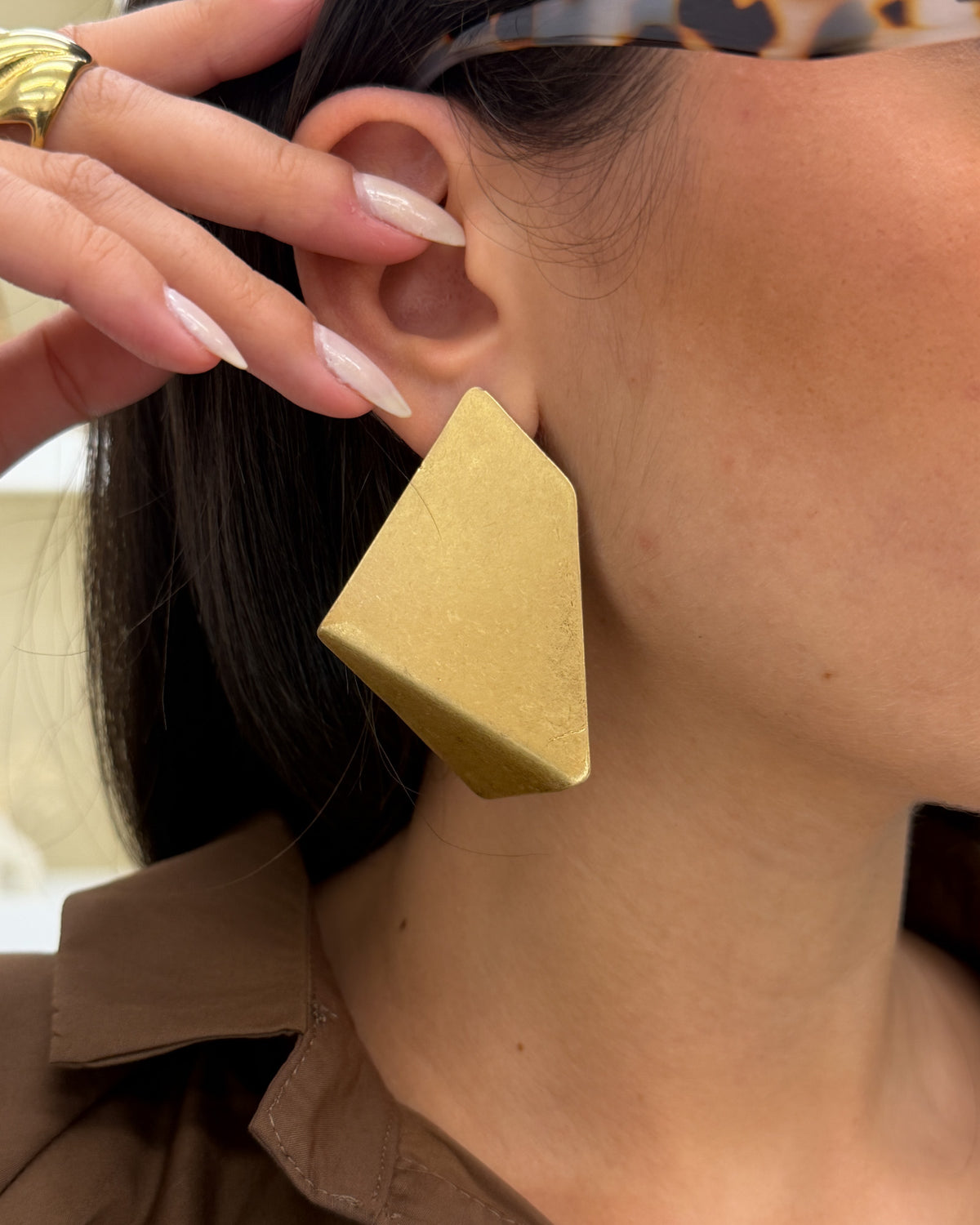 Orecchini Geometric Satinato Oro