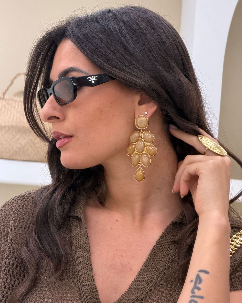 Orecchini Pavone Beige