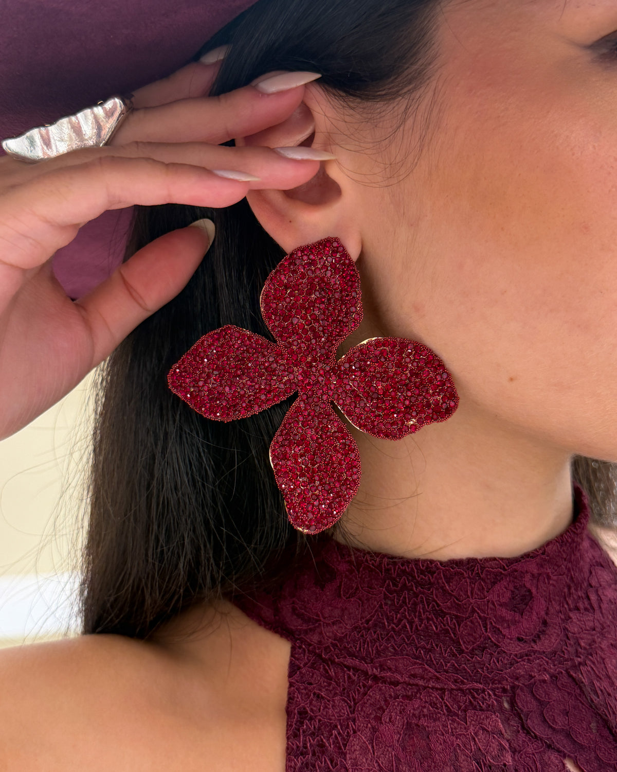 Orecchini Passion Fiore Glitter Rosso
