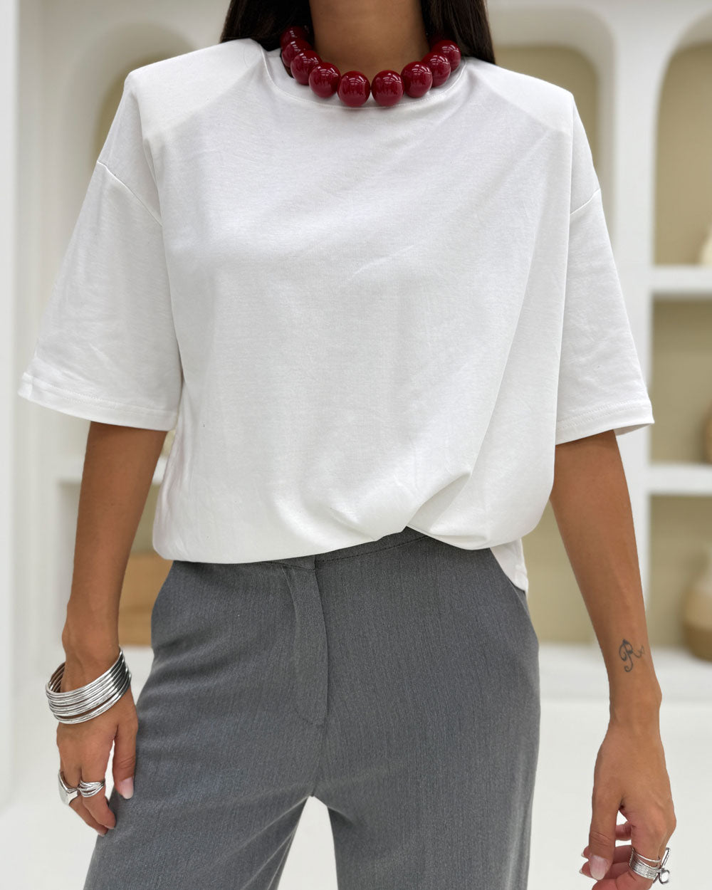 T-shirt over tessuto doppio bianco