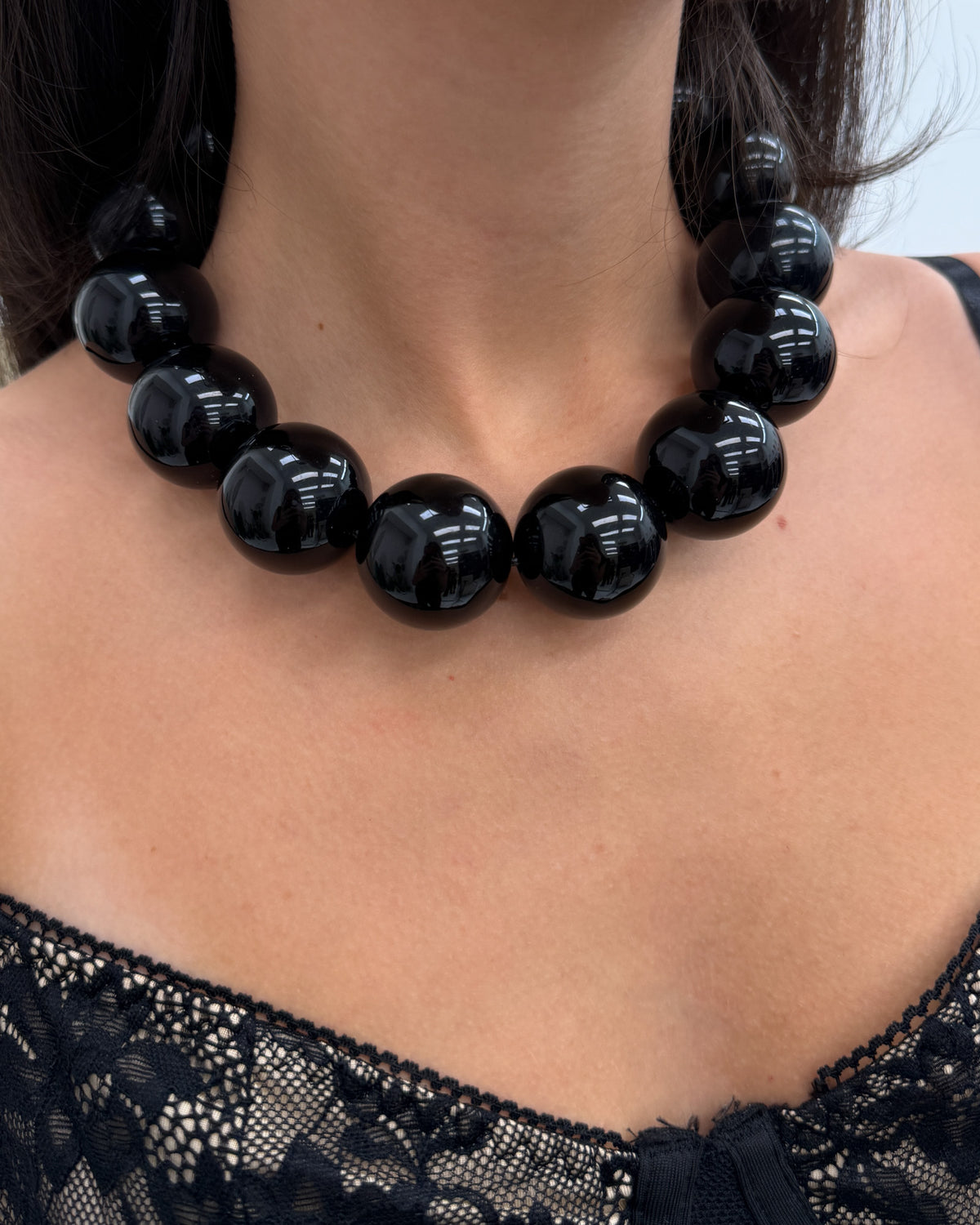 Collana sfere big Nero