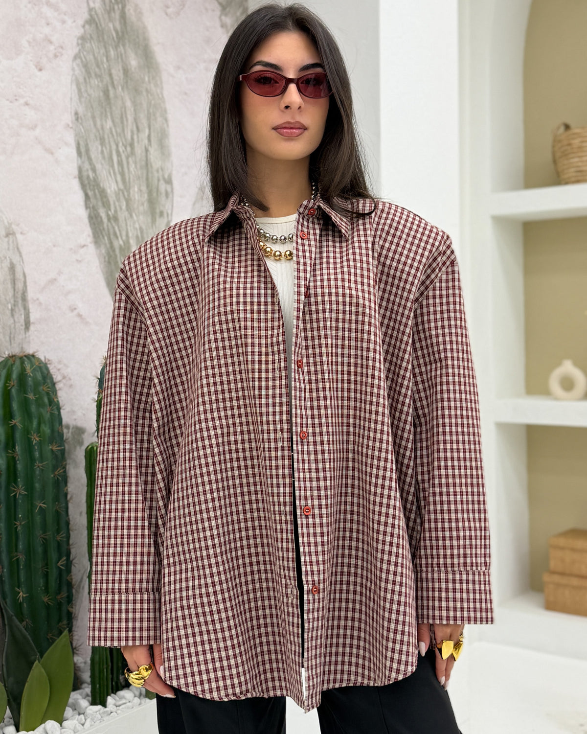 Camicia quadri  02704-3 Rosso