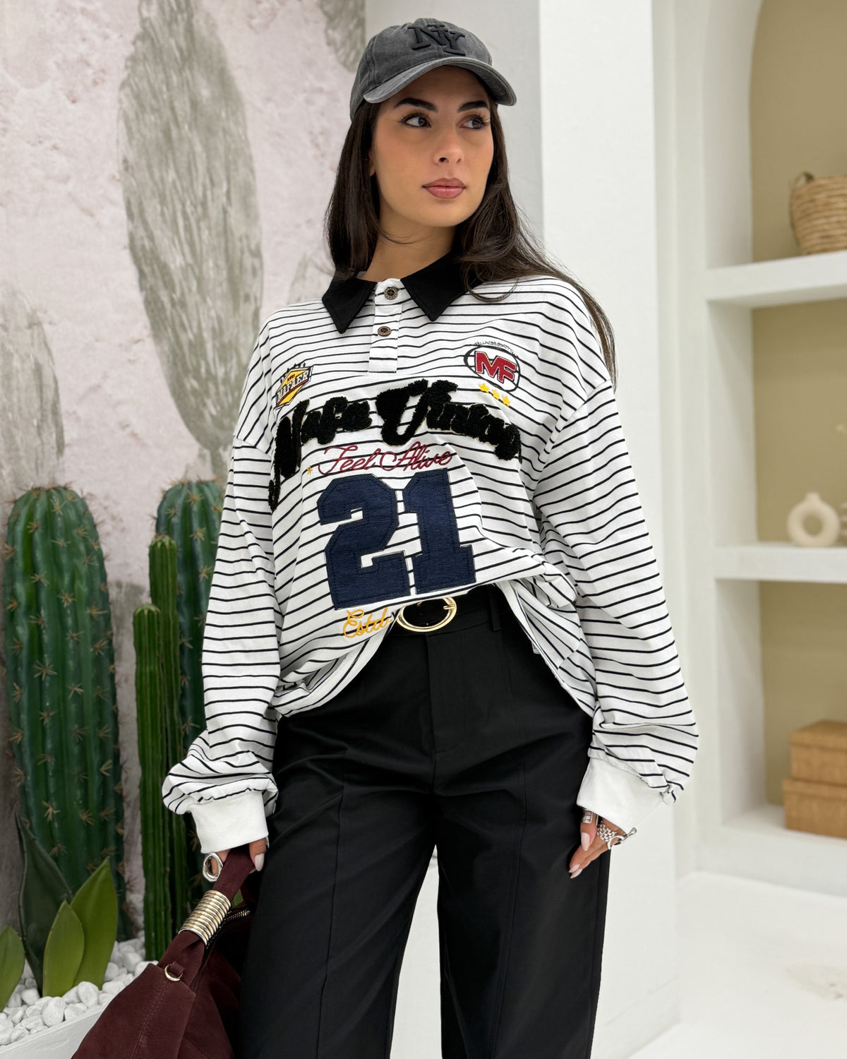 Maglia Campus Rigata Bianco