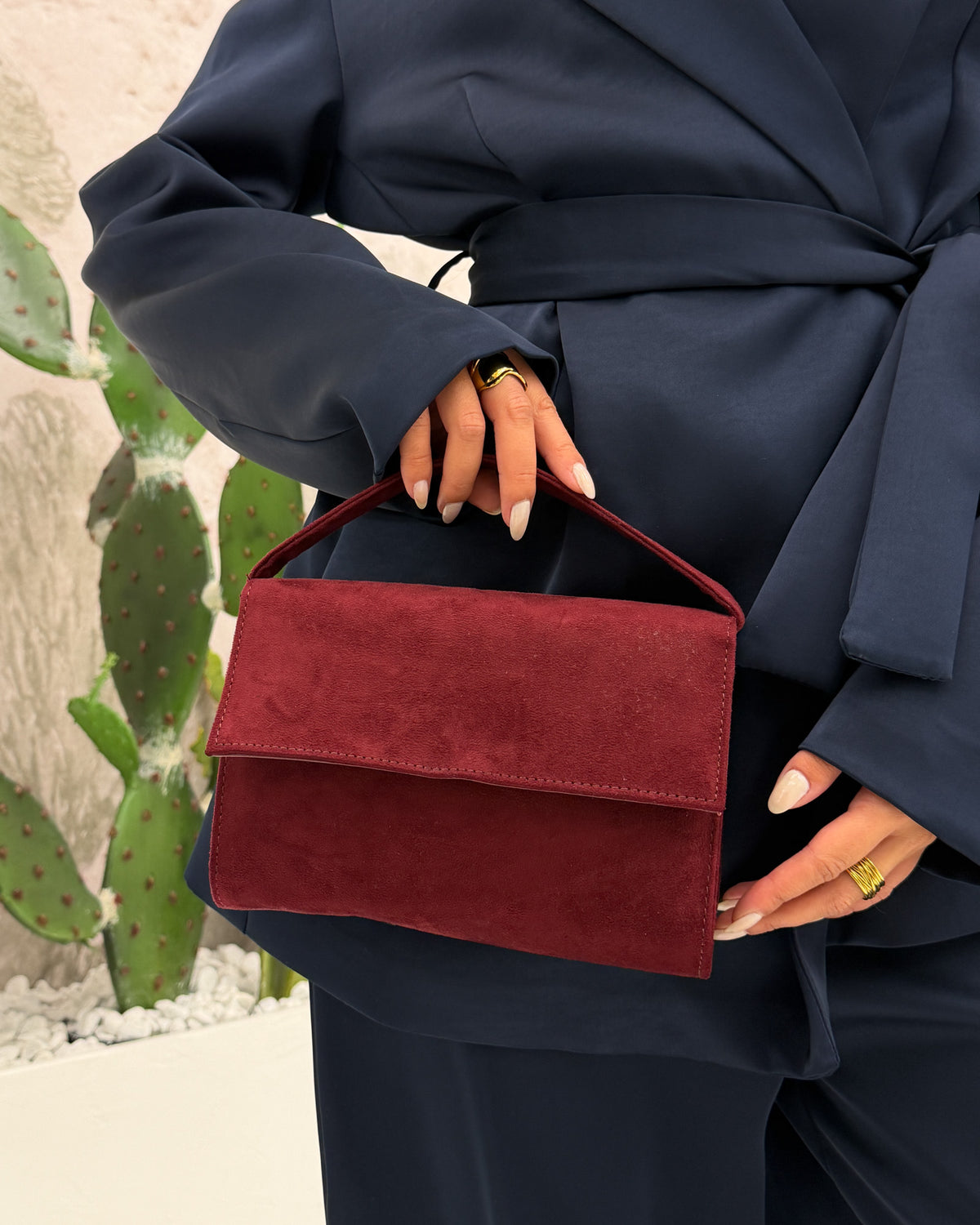 Borsa mini scamosc. Bordeaux