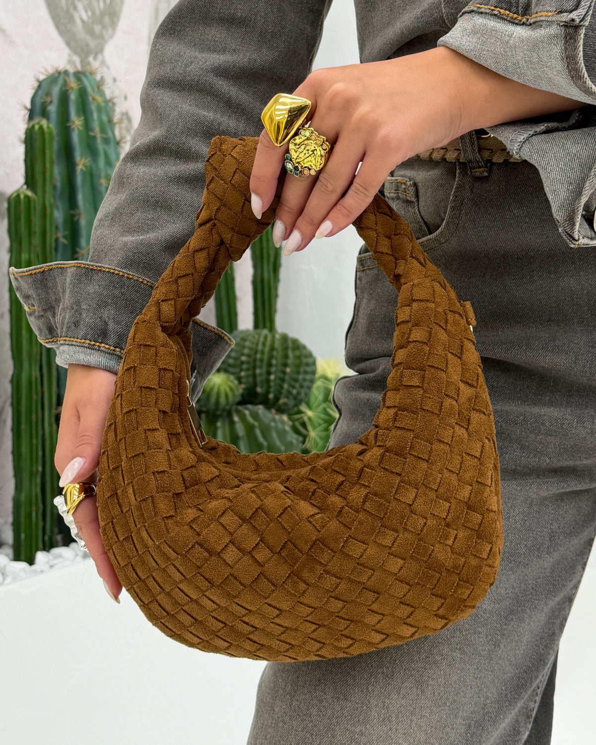 Borsa Mini Nodo Camoscio Marrone