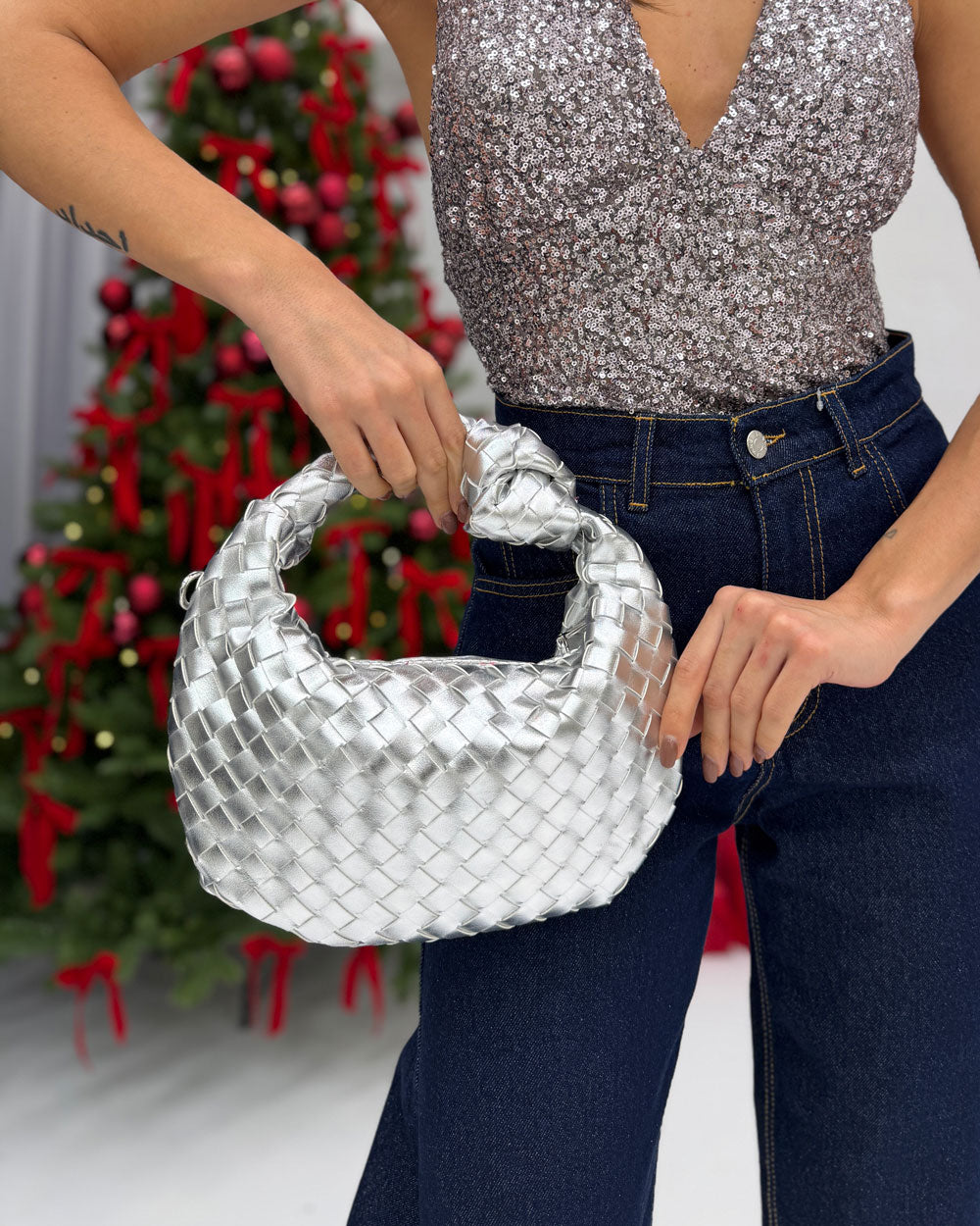 Borsa Intreccio Nodo piccola Argento