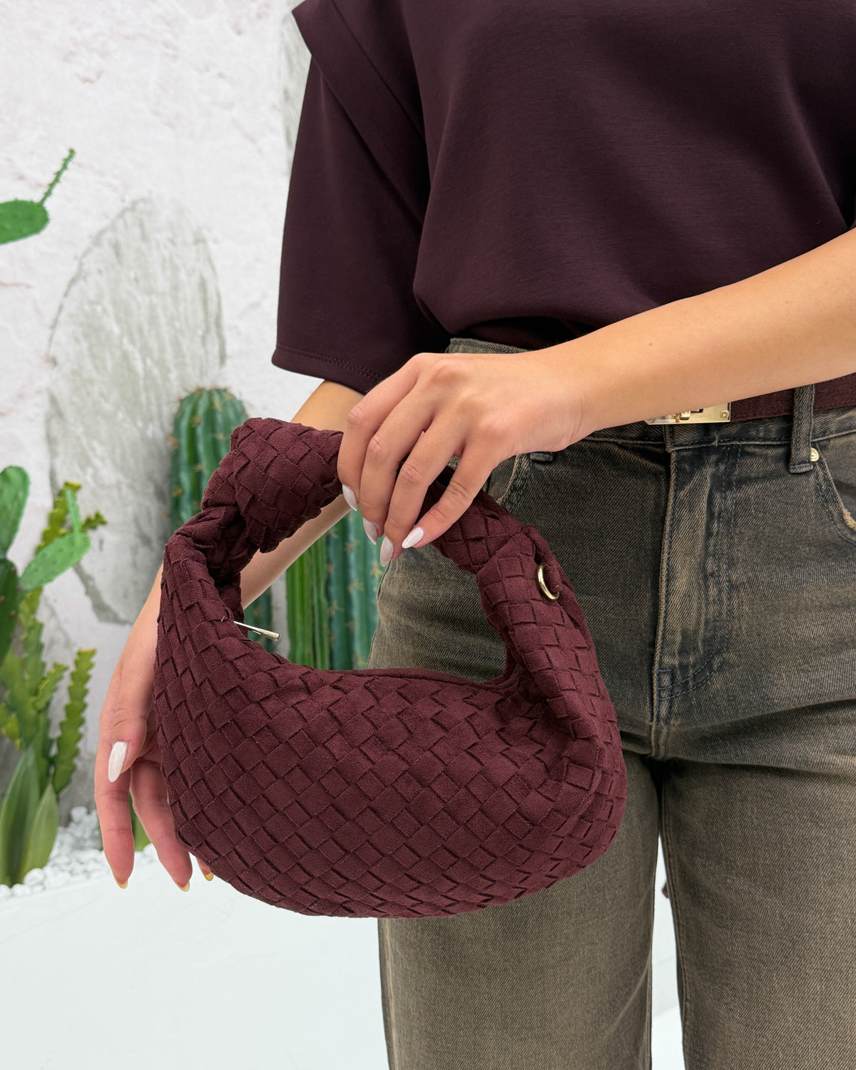 Borsa Mini Nodo Camoscio Bordeaux