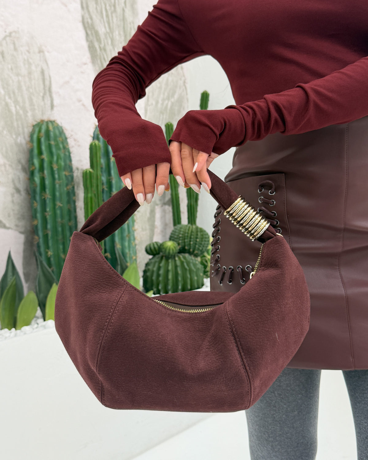 Borsa Anelli cuoio Bordeaux