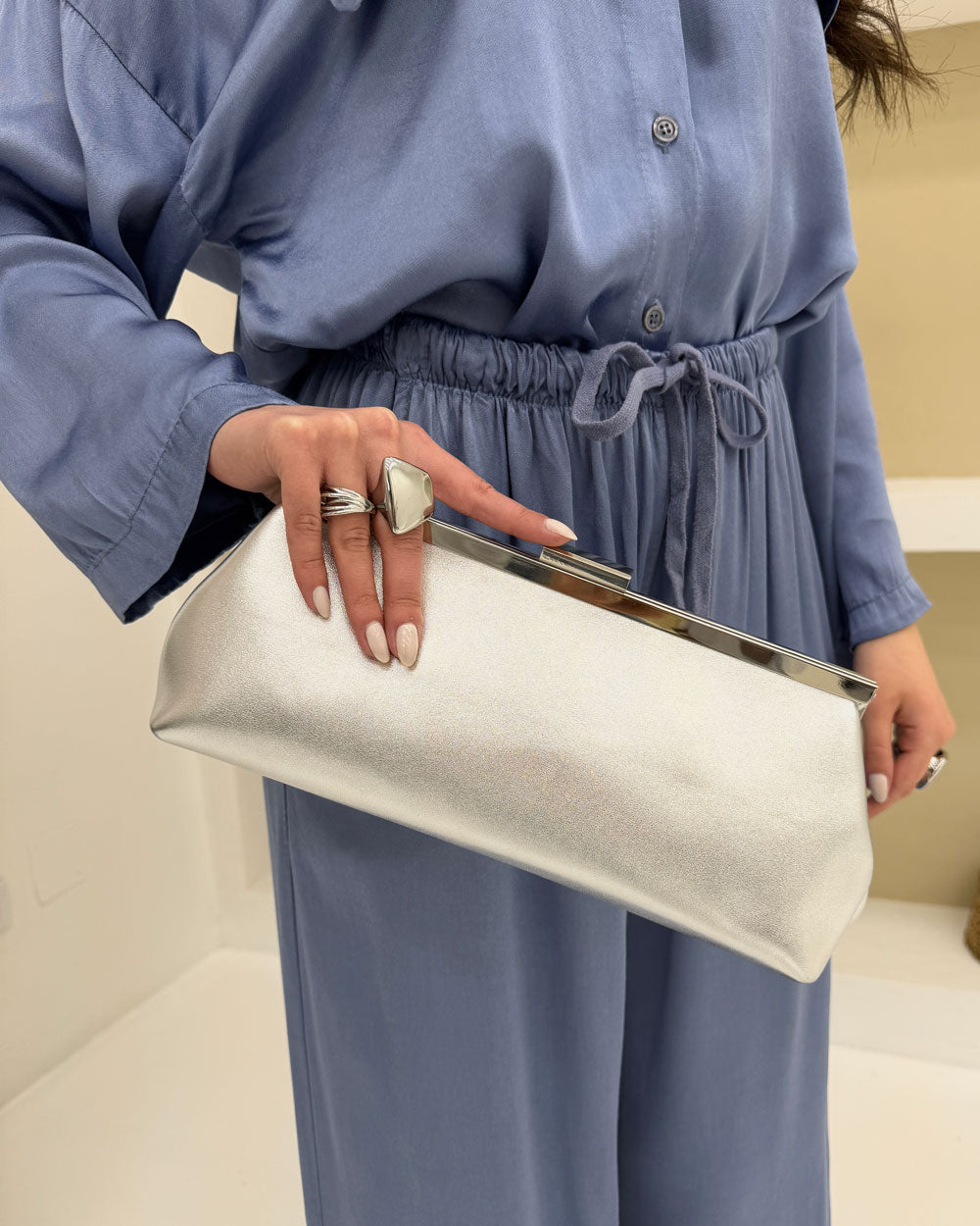 Borsa Baguette Argento