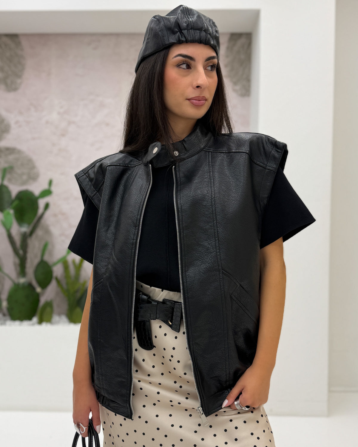 Gilet\bomber ecopelle Nero