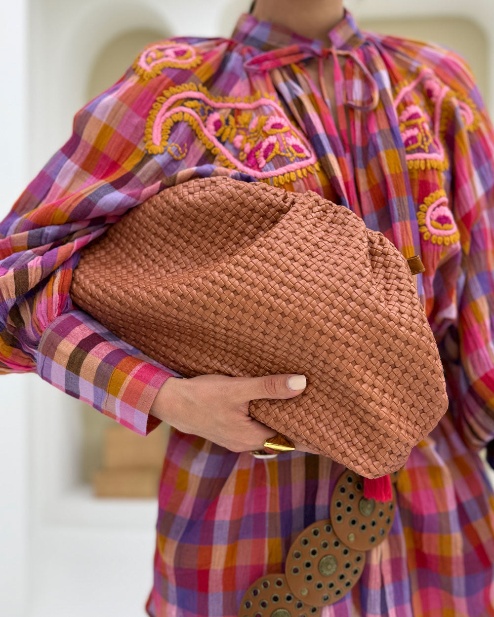 Borsa simple intreccio Marrone