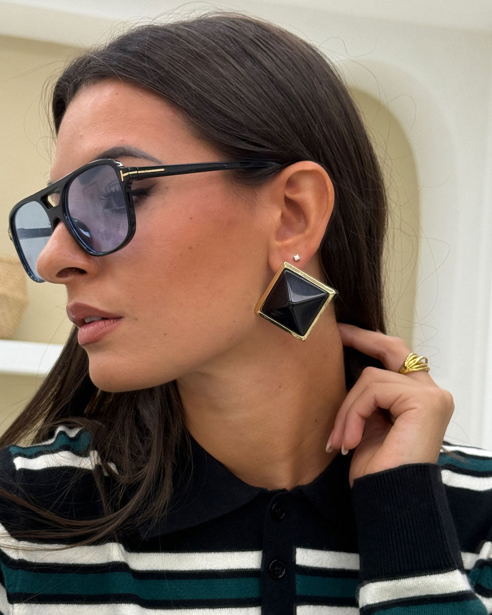Orecchini Geometric Nero
